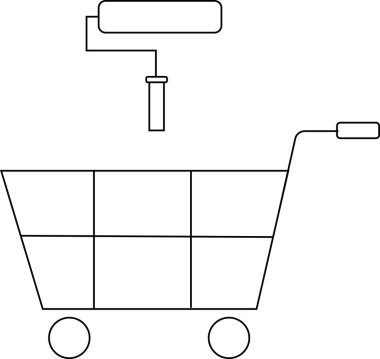Tramvay simgesi ve siyah çizgileri olan beyaz arkaplan ikonu.