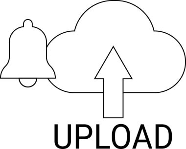 Çan simgesi ve siyah çizgileri olan beyaz arkaplan ikonu yükle