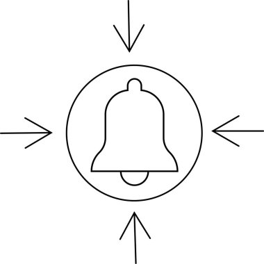 Çan simgesi ve hedef simgesi beyaz arkaplan. Siyah çizgileri var.