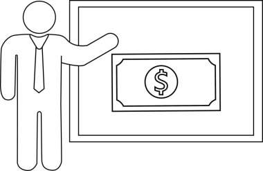 sunucu simgesi ve para simgesi beyaz arkaplan. Siyah çizgili