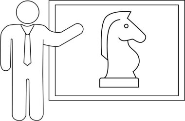 Sunucu simgesi ve satranç atı simgesi beyaz arkaplan. Siyah çizgileri var.