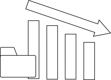 aşağı grafik simgesi ve klasör simgesi beyaz arkaplan. Siyah çizgiler