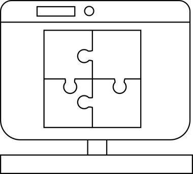 Yapboz simgesi ve siyah çizgileri olan beyaz arkaplan simgesi.