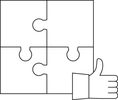 Yapboz simgesi ve siyah çizgileri olan beyaz arkaplan simgesi gibi