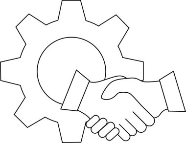 dişli simgesi ve titreyen el simgesi beyaz arkaplan. Siyah çizgiler.