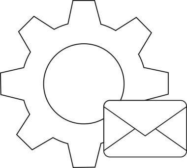 dişli simgesi ve siyah çizgileri olan beyaz arkaplan simgesi