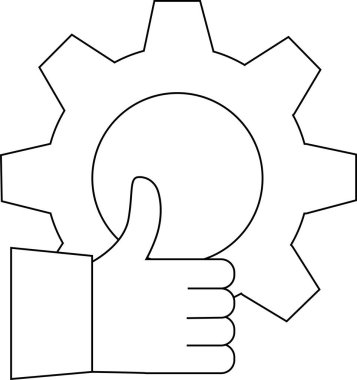 dişli simgesi ve siyah çizgileri olan beyaz arkaplan simgesi gibi