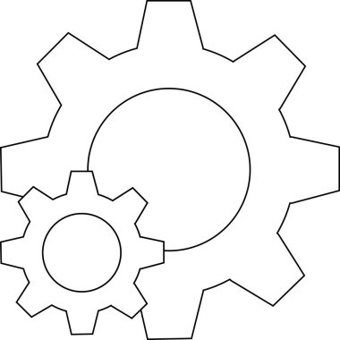 Beyaz arka planda iki vites simgesi. Siyah çizgileri var.