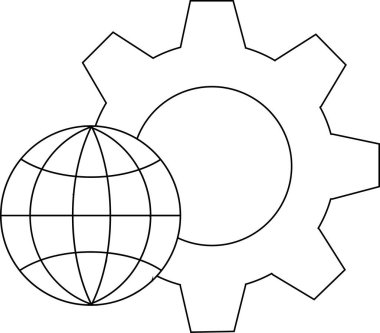 dişli simgesi ve siyah çizgileri olan beyaz arkaplan simgesi.