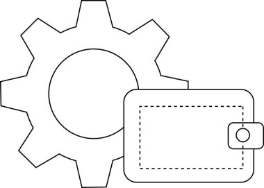 dişli simgesi ve belge simgesi beyaz arkaplan. Siyah çizgiler
