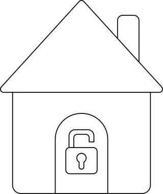 ev simgesi ve siyah çizgileri olan beyaz arkaplan içeren asma kilit simgesini aç
