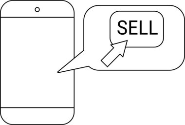 Akıllı Telefon simgesi ve siyah çizgileri olan beyaz arkaplan simgesi sat