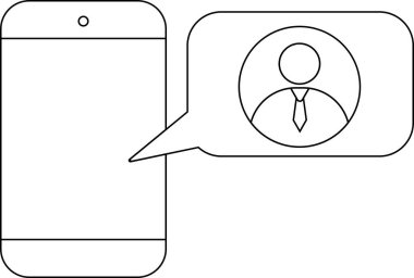 Akıllı telefon simgesi ve siyah çizgileri olan beyaz bir kravat takan birinin ikonu.