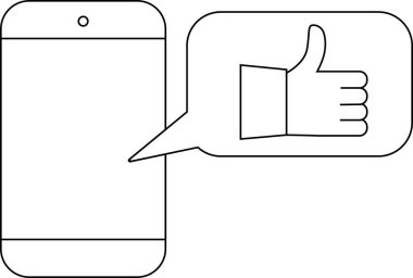 Akıllı telefon simgesi ve siyah çizgileri olan beyaz arkaplan simgesi gibi.