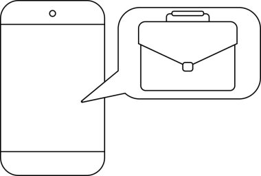 Akıllı telefon simgesi ve siyah çizgileri olan beyaz arkaplan simgesi.