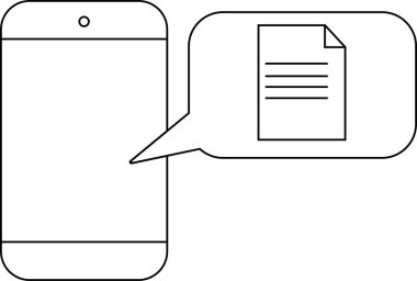 Akıllı telefon simgesi ve siyah çizgileri olan beyaz arkaplan simgesi.