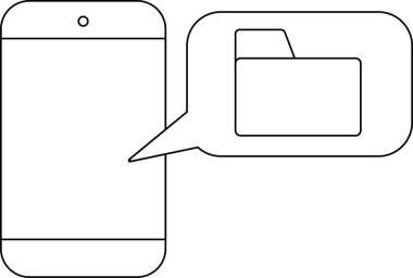 akıllı telefon simgesi ve dizin simgesi beyaz arkaplan. Siyah çizgili
