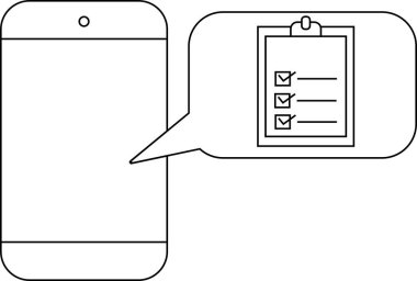 Akıllı telefon simgesi ve beyaz arkaplanı olan belge panosu simgesi. Siyah çizgileri olan