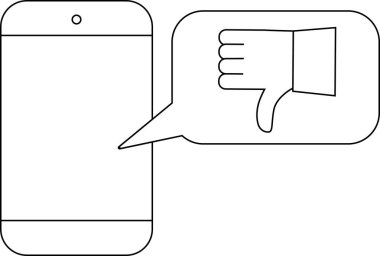 Akıllı Telefon simgesi ve beyaz arkaplanı olan sevme simgesi. Siyah çizgileri var.