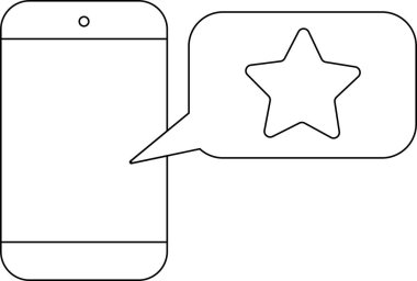 Akıllı telefon simgesi ve beyaz arkaplanı olan yıldız simgesi. Siyah çizgileri olan
