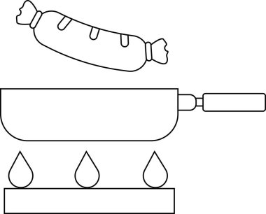 Kızartma tavasında siyah çizgileri olan beyaz bir sosis ikonu.