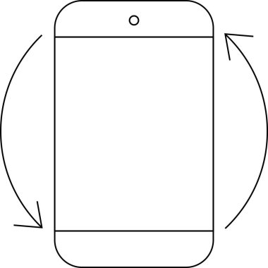 Beyaz arkaplanı olan akıllı telefon döndürme simgesi. Siyah çizgileri olan