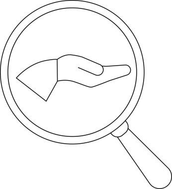magnifying glass icon and hand icon.with black lines