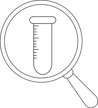 magnifying glass icon and chemical tube icon.with black lines