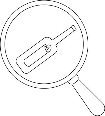 magnifying glass icon and bottle letter icon.with black lines