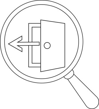 magnifying glass icon and exit icon.with black lines