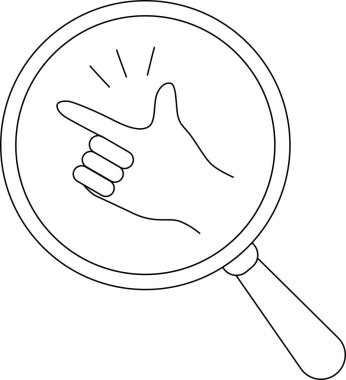 magnifying glass icon and finger snap icon.with black lines