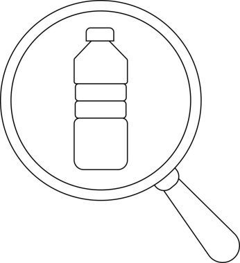 magnifying glass icon and drinking bottle icon.with black lines