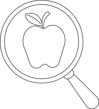 magnifying glass icon and apple icon.with black lines