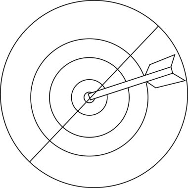 Yasak simgenin çizimi ve oklu hedef simgesi. Siyah çizgileri var.