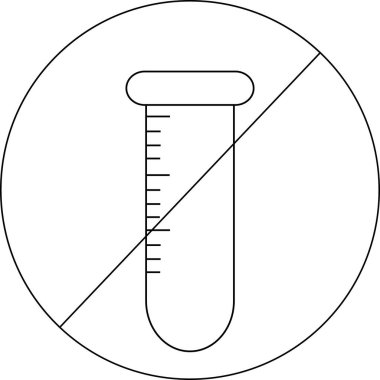 Yasak simge ve kimyasal tüp ikonu çizimi. Siyah çizgileri var.
