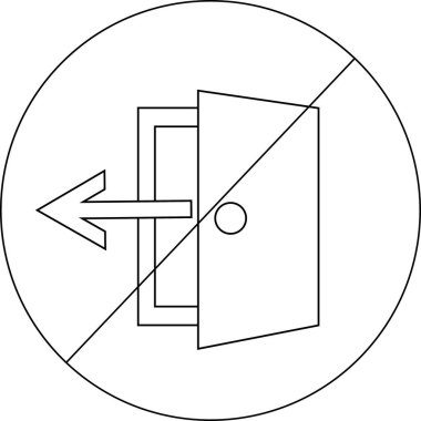 Yasak simge çizimi ve siyah çizgileri olan çıkış kapısı simgesi.