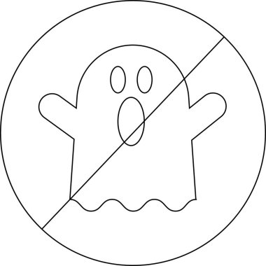 Yasak simge ve hayalet simgesi çizimi. Siyah çizgileri var.