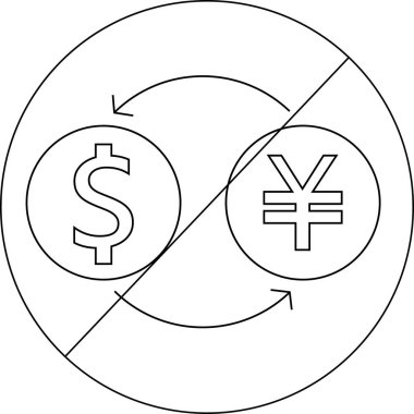 Simge çizimi yasaklandı ve dolar madeni para simgesini siyah çizgilerle Yen sikkesine dönüştür