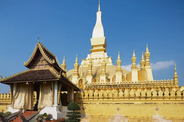 Außenseite Des Pha Luang Golden Stupa Vientiane Laos — Stockfoto