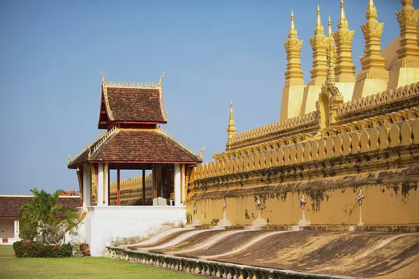 Exteriér Pha Luang Zlatá Stúpa Vientiane Laos — Stock fotografie