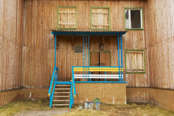 Pyramiden Norway September 2011 Deserted Building Entrance Abandoned Russian Arctic — Stock Photo, Image