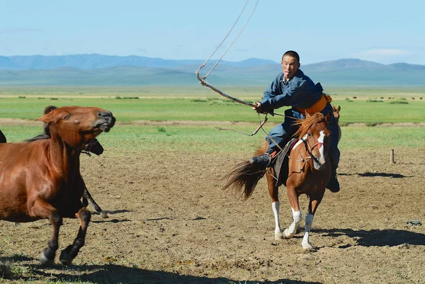 Kharkhorin Mongoliet Augusti 2006 Oidentifierade Mongoliska Man Klädd Traditionell Dräkt — Stockfoto