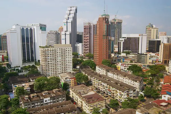 Kuala Lumpur Malaysia Agosto 2008 Vista Aérea Para Edifícios Área — Fotografia de Stock