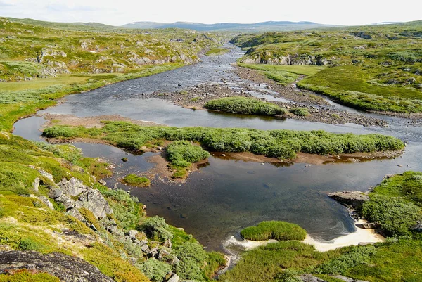 Wspaniały Letni Krajobraz Płaskowyżu Hardangervidda Oraz Park Narodowy Norwegii — Zdjęcie stockowe