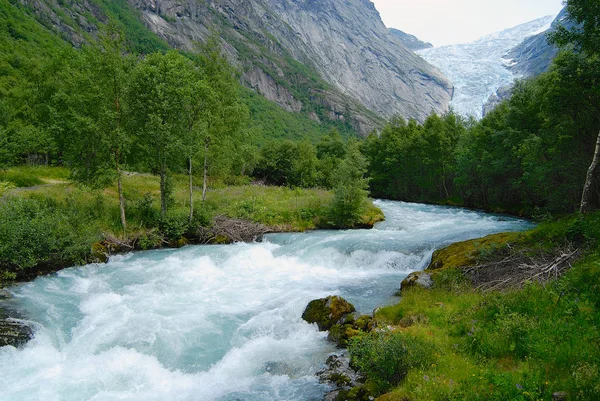 Lodowiec Jostedalsbreen Największy Lodowiec Kontynentalnej Europy Sogn Fjordane County Norwegia — Zdjęcie stockowe