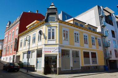 Stavanger, Norveç - 04 Haziran 2010: Geleneksel ahşap yapılar şehir Norveç'in Stavanger, Stavanger, dış.