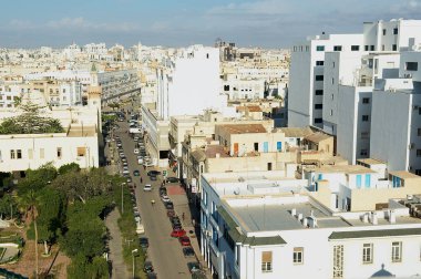 Sfax, Tunus - Kasım 30,2011: Sfax, Tunus için Sfax tarihi şehir merkezi görünümüne.