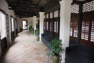 Makao, Çin - 09 Eylül 2013: İç tarihi geleneksel zengin mandalina evde Makao, Çin.