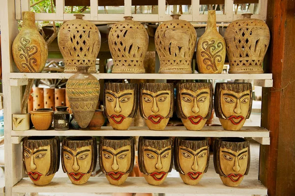 Nakhon Ratchasima Thailand April 2010 Traditionell Keramik Hyllan Gatan Butik — Stockfoto