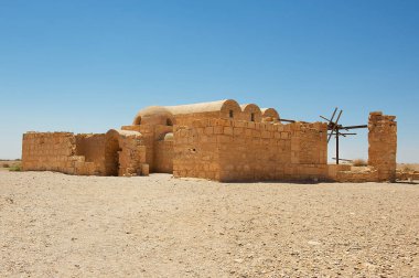 Amra çöl kale (Qasr Amra) yakınındaki Amman, Jordan. Dünya mirası için eşsiz freskler Emevi Halife Velid II ve ünlü 8 yüzyılda inşa,.